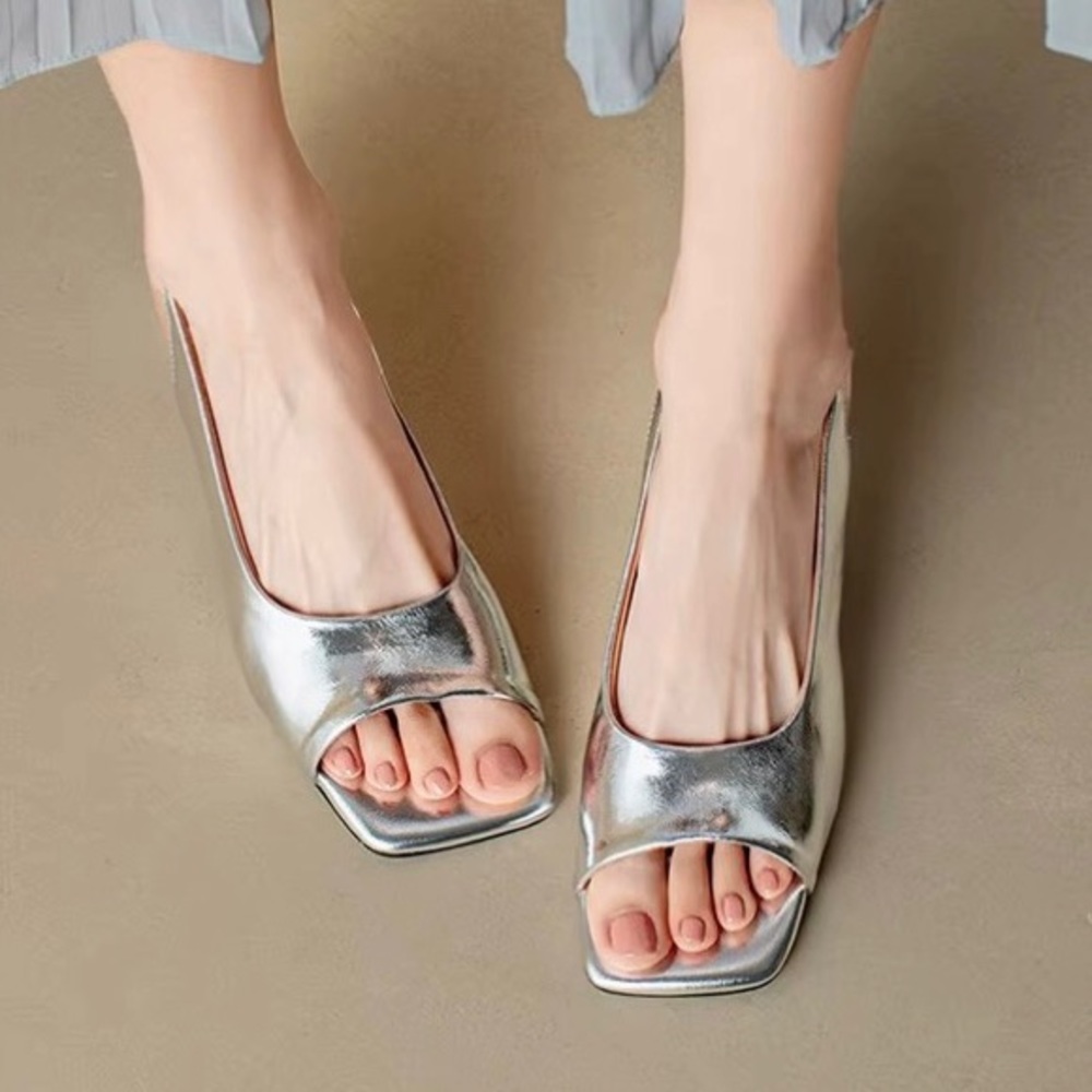 Silver open toes high heel sandal for party or other occasions